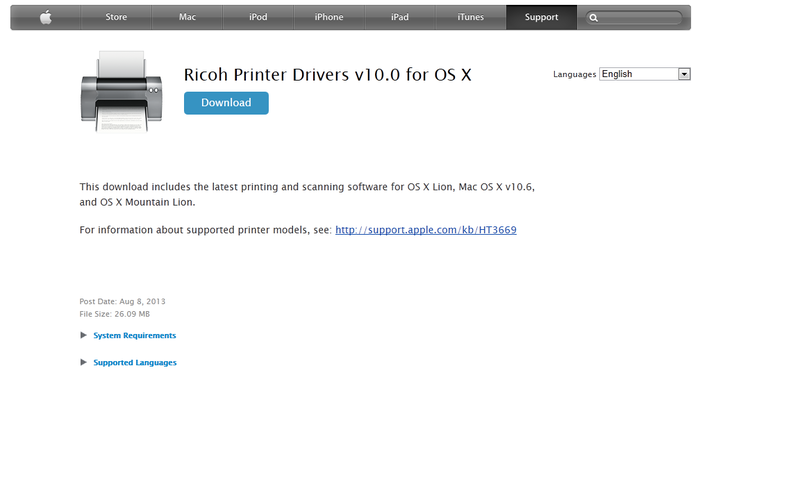 Fil:PullPrintRicoh OSX 109 Apple drivers.png